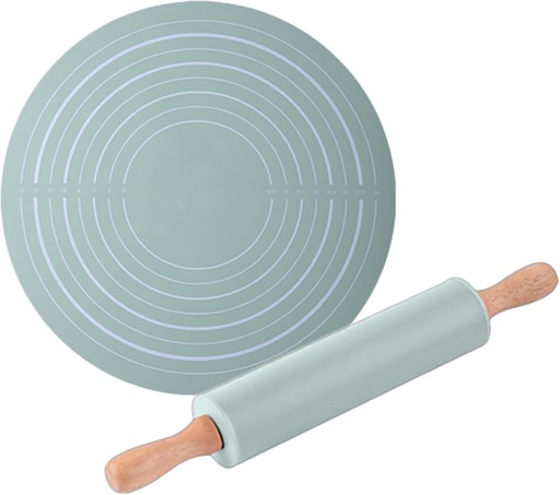 [AM-6420] Rolling Pin with Silicone Pastry Mat /اداة فرد العجين مع حصيرة 