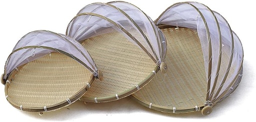 [AM-6438] BAMBOO FOOD COVER SET 3 PCs /مجموعة أغطية طعام من الخيزران، 3 قطع