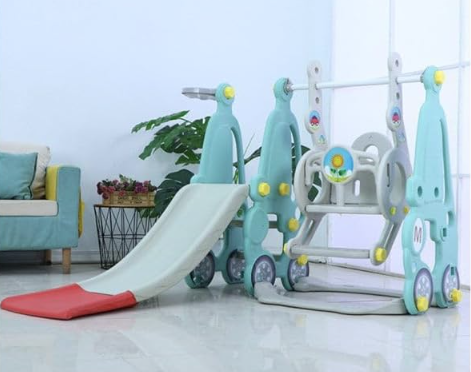 [AM-6441] INDOOR PLASTIC KIDS SLICE AND SWING 130x140x108cm/زحليقة وأرجوحة بلاستيكية داخلية للأطفال