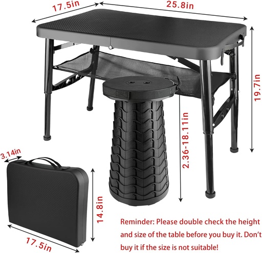 [AM-6388] 2 In 1 Folding Portable Table and Stool Set /طقم طاولة متنقلة قابلة للطي مع مقعد 2 في 1