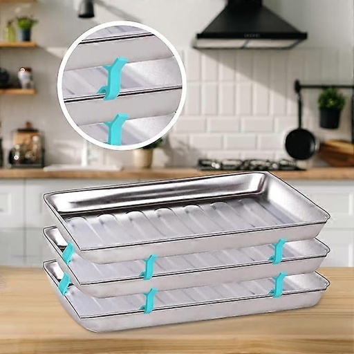 [AM-6389] 4pcs Baking Tray Stacker Clips/مشابك رفع صينية الفرن