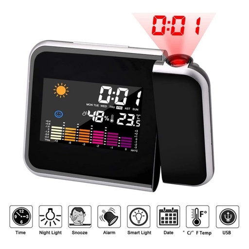 [AM-6395] Digital Screen Calendar Clock with Time Projector and Weather /شاشة تقويم مع جهاز عرض الوقت والطقس