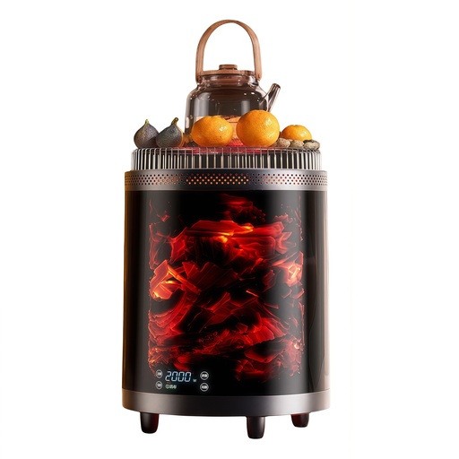 [AM-96124] 2-in-1 heater for cooking and heating, infrared operation with flame decoration /سخان 2 في 1 للطهي  و التدفئة ، يعمل بالأشعة تحت الحمراء مع ديكور لهب