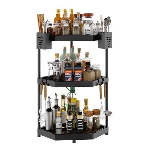 [AM-6686] Kitchen Corner Rack Organizer 3 layers/منظم رفوف زاوية المطبخ بثلاث طبقات
