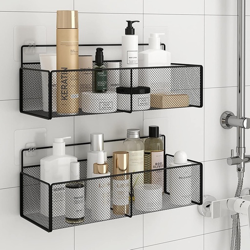[AM-6677] Wall-Mounted Storage Metal Mesh Organizer Rack /رف تخزين شبكي معدني مثبت على الحائط