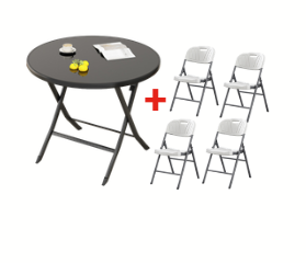 [AM-66830] Round seating set 80cm with 4 chairs /عرض جلسة دائرية 80سم مع 4 كراسي