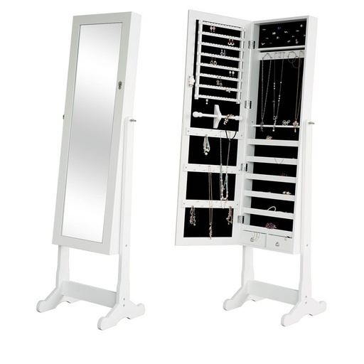 [AM-6783] Wooden Mirror Jewelry Storage Cabinet With Shelves/مرآة تخزين مجوهرات خشبية مزودة بأرفف