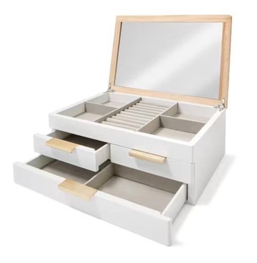 [AM-6790] Wooden Accessory Organizer Box 3 Drawers/ صندوق تنظيم اكسسوارات بأدراج خشب