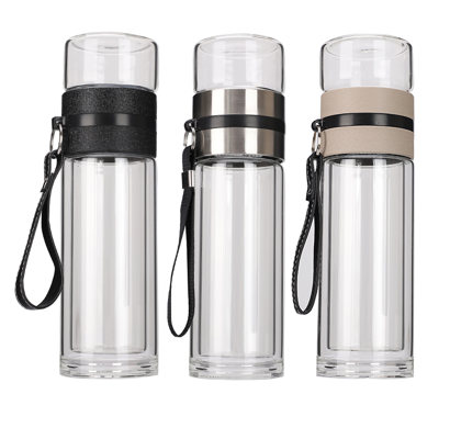 [AM-6795] Glass Tea Water Bottle with Infuser 300ML/ زجاجة ماء للشاي مزودة بمصفاة