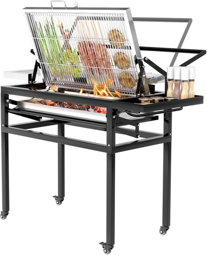 [AM-6812] 360° Rotating BBQ Stand-up with Wheels/شواية دوارة 360 درجة مزود بعجلات