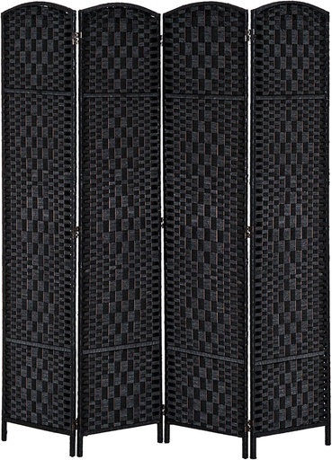 [AM-7094] Black Room Divider Folding Privacy Screen/حاجز خصوصية قابل للطي للغرف باللون الأسود