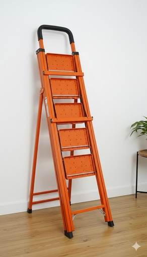 [AM-7099] FOLDABLE IRON LADDER 5 STEPS /سلم حديدي قابل للطي 5درجات