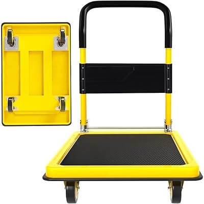[AM-7102] Yellow Steel Folding  Moving Trolley SMALL/عربة نقل قابلة للطي من الفولاذ الأصفر، صغيرة الحجم