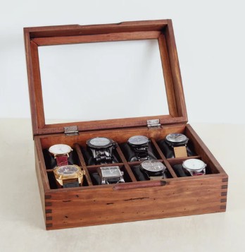 [AM-7134] 8 SLOTS WOODEN WATCH BOX/صندوق ساعات خشبي بثمانية فتحات