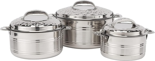 [AM-8765] STAINLESS STEEL HOT POT SET 3PCS-SUPER SUPREME / طقم حافظات الطعام من الفولاذ المقاوم للصدأ، 3 قطع