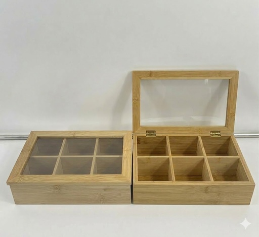 [AM-0914] KITCHEN DIVIDED BAMBOO BOX/صندوق من الخيزران مقسم للمطبخ
