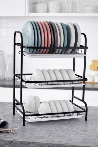 [AM-7299]   3-Layer Kitchen Dish Rack/رف أطباق للمطبخ بثلاث طبقات