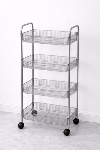 [AM-7301] 4-layer metal storage trolly/عربة تخزين معدنية بأربعة طبقات