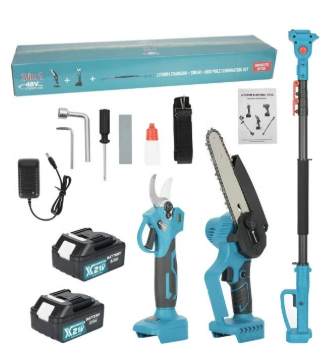 [AM-7314] 4-in-1 Electric Pole Saw & Pruning Shears Combo Kit/مجموعة منشار كهربائي 4 في 1 ومقص 